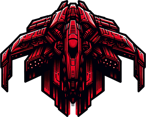 Evil alien spaceship red.
Single Game Texture.  In-Game asset.  2d.  Blank background.  High contrast.  No shadows