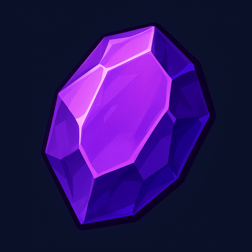 a purple gem not a diamond realistic.
In-Game asset.  2d.  High contrast.  No shadows