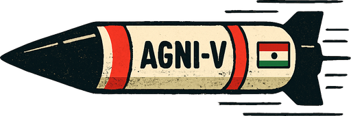 yatayda hareket eden bir Agni-V füzesi çiz
In-Game asset.  2d.  High contrast.  No shadows