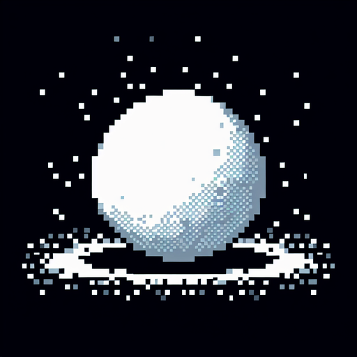 round snowball. pixelated. 8 bit. Single Game Texture. In-Game asset. 2d. Blank background. High contrast. No shadows.