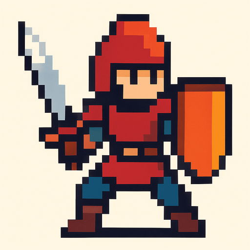 savaşçı piksel.
In-Game asset.  2d.  High contrast.  No shadows