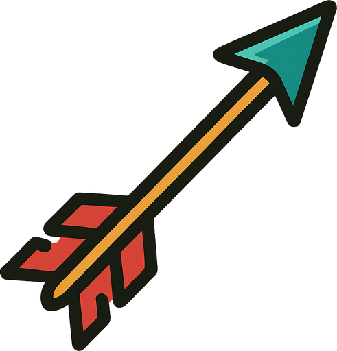 single arrow image.
In-Game asset.  2d.  High contrast.  No shadows