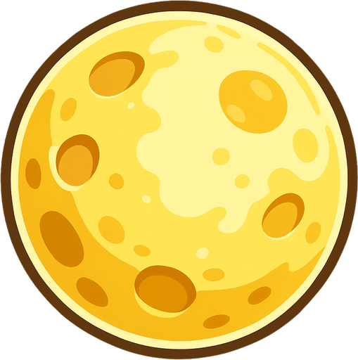 Una luna brillante.
In-Game asset.  2d.  High contrast.  No shadows
