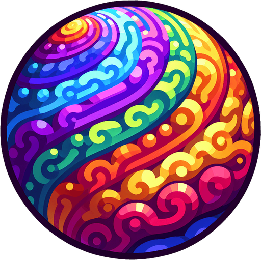 Rainbow ball.
Single Game Texture. In-Game asset. 2d. Blank background. High contrast. No shadows.