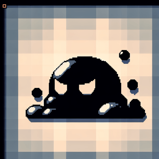 Un slime de sombra RPG con estilo suave y simple.
Single Game Texture.  In-Game asset.  2d.  Blank background.  High contrast.  No shadows