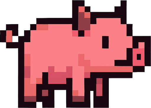 Domuz pixel.
In-Game asset.  2d.  High contrast.  No shadows