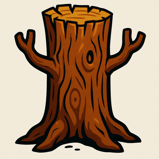 Tronco completo de un arbol animado.
In-Game asset.  2d.  High contrast.  No shadows