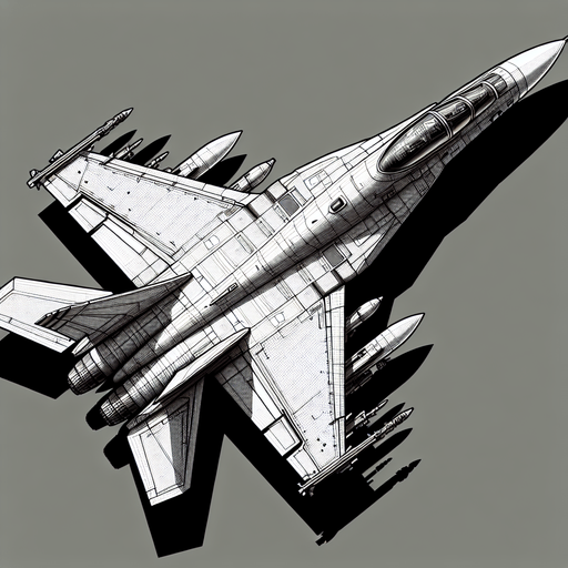 fighter jet.
Single Game Texture. In-Game asset. 2d. Blank background. High contrast. No shadows.