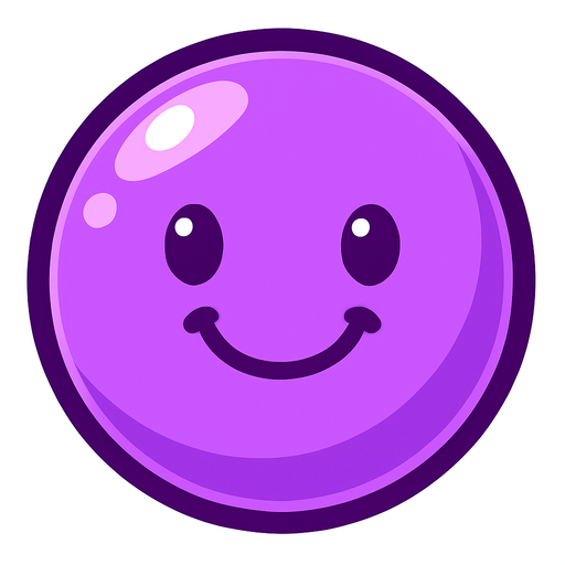 Mutlu, eflatun renkli bir bubble.
In-Game asset.  2d.  High contrast.  No shadows