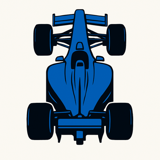 Blue F1 from a bird's eye view..
In-Game asset.  2d.  High contrast.  No shadows