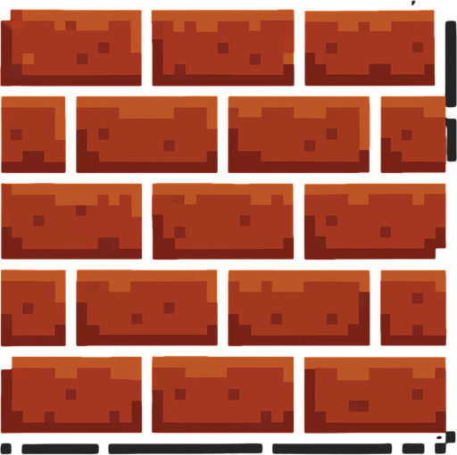 Make a 2D top down pixelated flat image of brick.
In-Game asset.  2d.  High contrast.  No shadows
