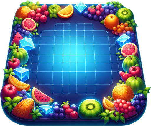 friut ninja game backround with dark blue viggnett at corners and sky blue in the middle glowing board.
Single Game Texture.  In-Game asset.  2d.  Blank background.  High contrast.  No shadows