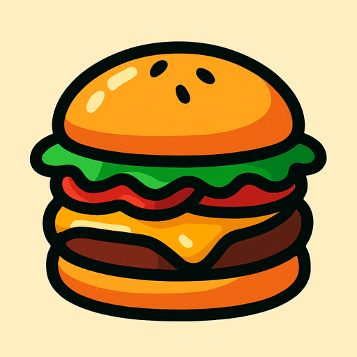 burger.
In-Game asset.  2d.  High contrast.  No shadows
