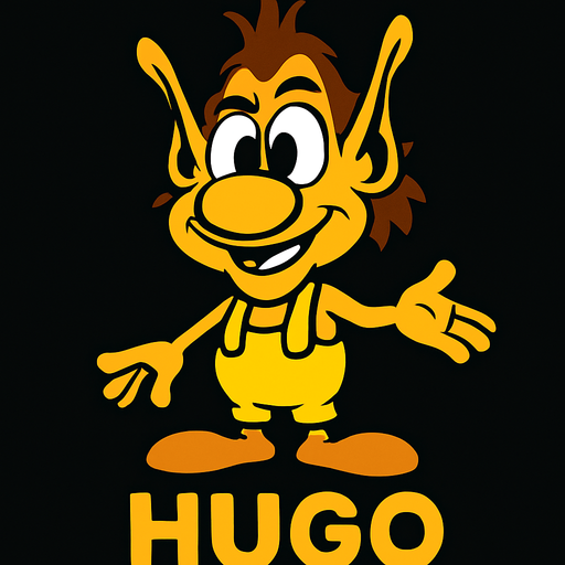 Hugo.
In-Game asset.  2d.  High contrast.  No shadows