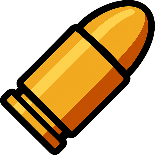 2d revolver bullet.
In-Game asset.  2d.  High contrast.  No shadows