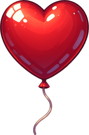 Red heart shaped balloon.
Single Game Texture.  In-Game asset.  2d.  Blank background.  High contrast.  No shadows