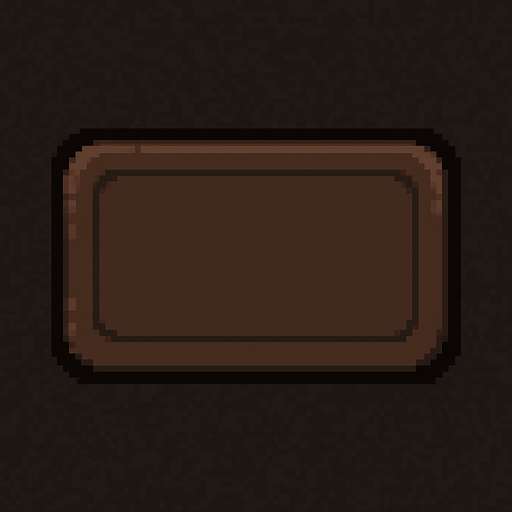 Menu button. Pixel art dark brown..
In-Game asset.  2d.  High contrast.  No shadows No writing inside