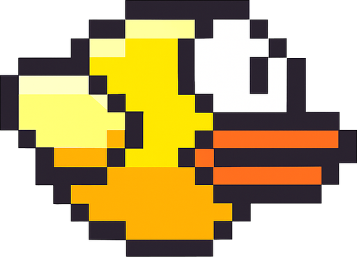 Flappy Bird Oyunundaki kuş.
In-Game asset.  2d.  High contrast.  No shadows