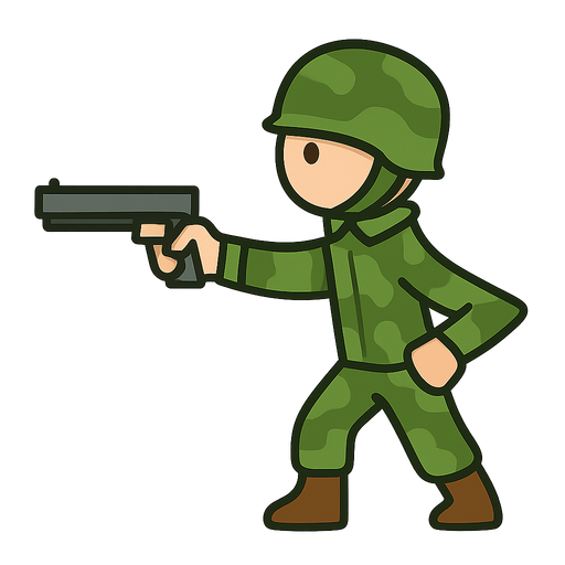 soldier. No background. Transparent background. Blank background. No shadows. 2d. In-Game asset. flat
