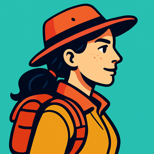 an adventurous woman profile photo.
In-Game asset.  2d.  High contrast.  No shadows
