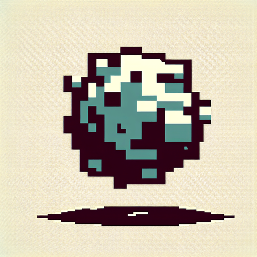 meteorite sprite old nintendo game.
2d.  Blank background.  High contrast.  No shadows