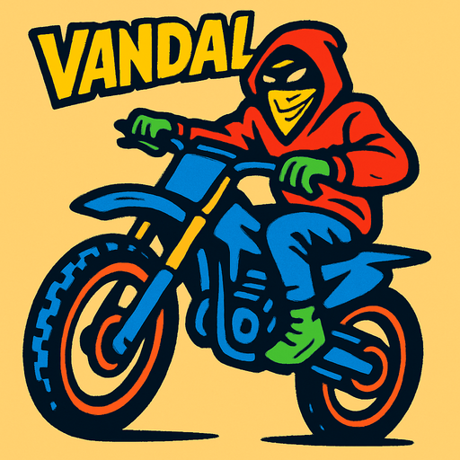 vandal riding dirt bike.
In-Game asset.  High contrast.  No shadows