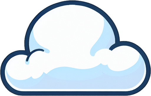 White fluffy cloud. Cartoon style..
Single Game Texture.  In-Game asset.  2d.  Blank background.  High contrast.  No shadows