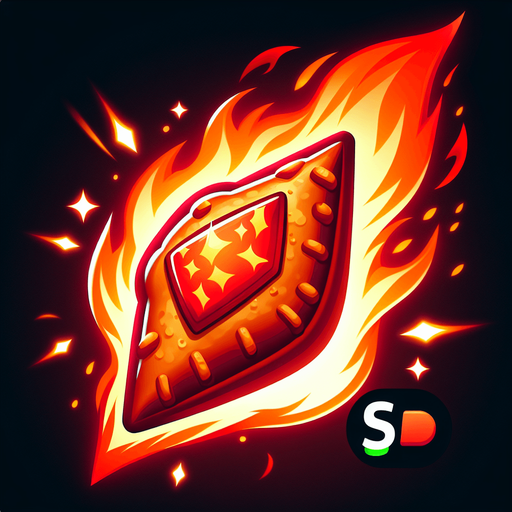 Create a spicy red samosa with flames, symbolizing a speed boost. The samosa should have a glowing effect and fire particles around it..
Single Game Texture.  In-Game asset.  2d.  Blank background.  High contrast.  No shadows