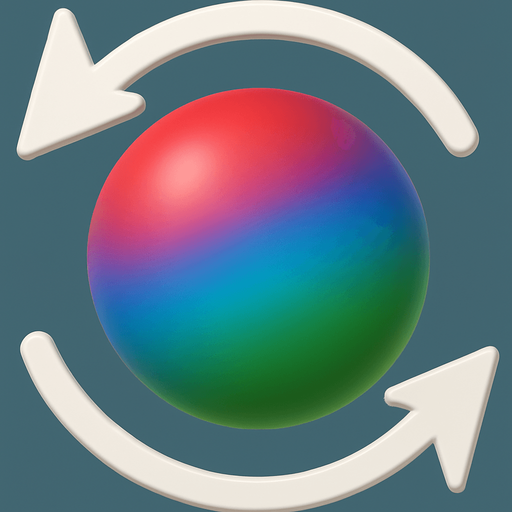 içindeki topun rengini kırmızı mavi ve yeşil yap ama geçişleri smooth olsun