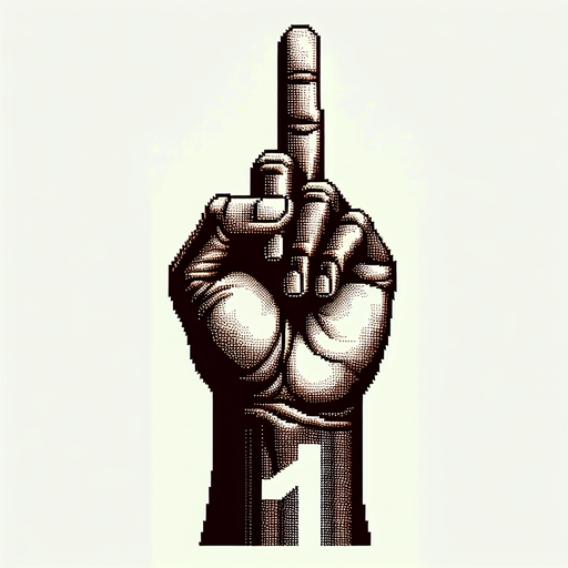 Create an image of a basketball player's hand, focusing on the hand only without showing the entire arm. The hand should be positioned with the index finger extended upwards. pixelated. 8 bit..
Single Game Texture. In-Game asset. 2d. Blank background. High contrast. No shadows.