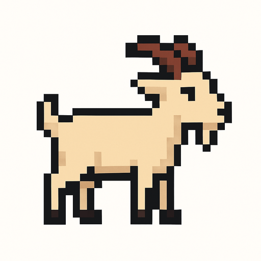 Goat pixel.
In-Game asset.  2d.  High contrast.  No shadows