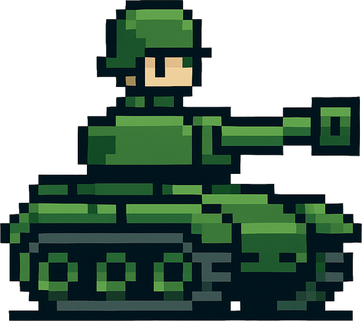 bana pixel mini asker tankı yap.
In-Game asset.  2d.  High contrast.  No shadows