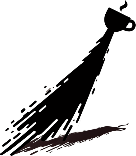 Coffee trail going vertical.
Single Game Texture. In-Game asset. 2d. Blank background. High contrast. Shadows at the bottom.