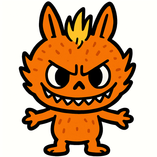 Orange Labubu.
In-Game asset.  2d.  High contrast.  No shadows