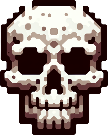 white scull.
Single Game Texture. In-Game asset. 2d. Blank background. High contrast. No shadows.
