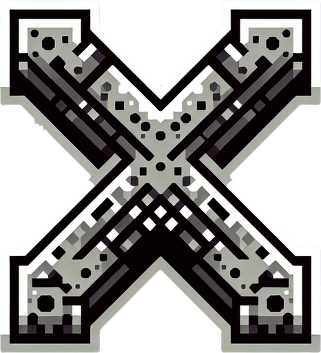 the letter x.
Single Game Texture. In-Game asset. 2d. Blank background. High contrast. No shadows.