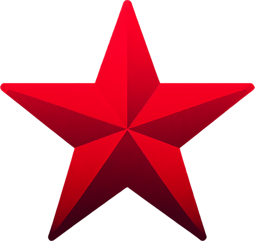 a red star.
Single Game Texture. In-Game asset. 2d. Blank background. High contrast. No shadows.