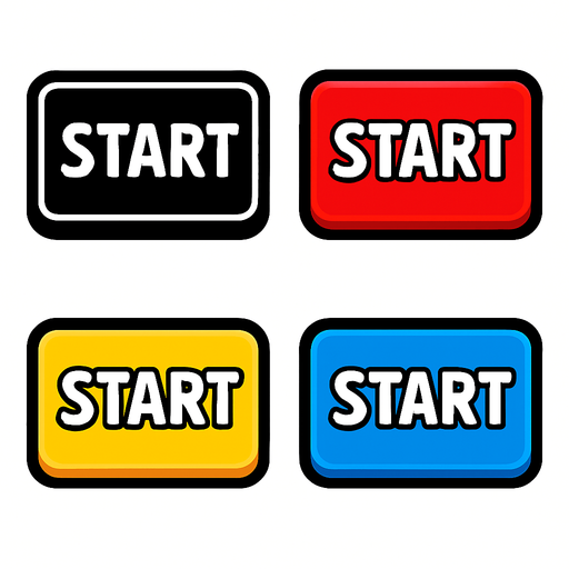 pack of Start game button.
In-Game asset.  2d.  High contrast.  No shadows