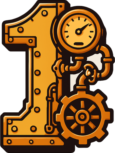 1 en estilo steampunk.
In-Game asset.  2d.  High contrast.  No shadows