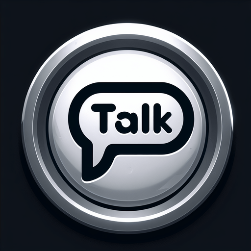 A talk button with a buble and a word 'talk'.
Single Game Texture. In-Game asset. 2d. Blank background. High contrast. No shadows.