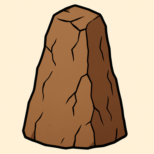 tall rock, brown, very solid, really thick black outline