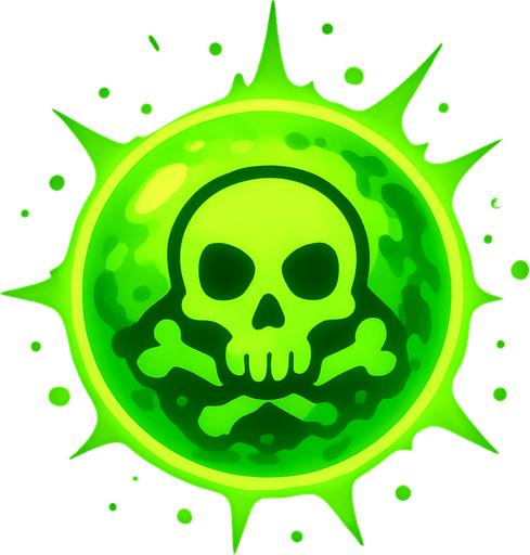Glowing bright green Poison ball.
In-Game asset.  2d.  High contrast.  No shadows