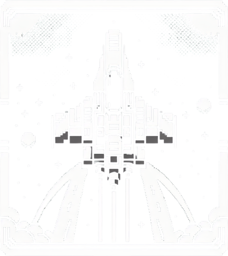 Spaceship like in galaga.
Single Game Texture. In-Game asset. 2d. Blank background. High contrast. No shadows. Straight up and down. Seen from above.