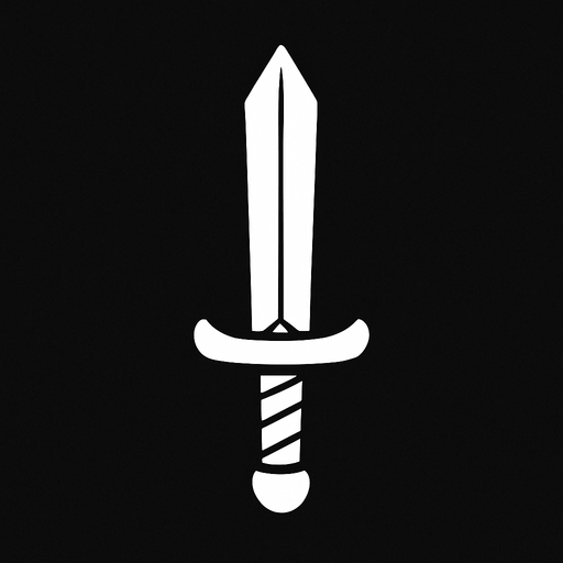 Una espada pequeña de color todo blanco.
In-Game asset.  2d.  High contrast.  No shadows