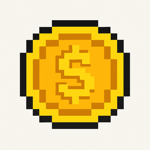 Coin pixel.
In-Game asset.  2d.  High contrast.  No shadows