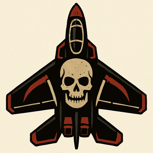 Üstten görünümlü ölümcül bir uçak yarat.
In-Game asset.  2d.  High contrast.  No shadows