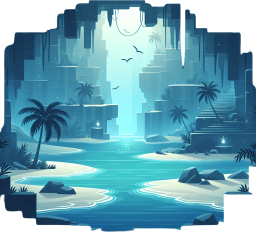 okyanus içi.
Single Game Texture.  In-Game asset.  2d.  Blank background.  High contrast.  No shadows