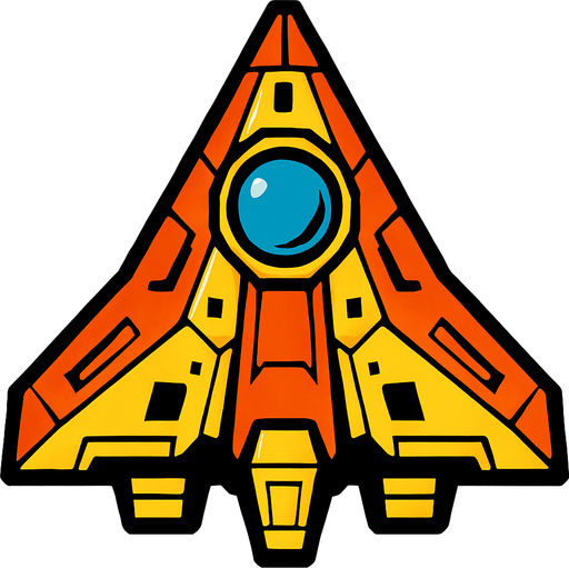 A triangular spaceship.
In-Game asset.  2d.  High contrast.  No shadows