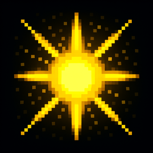 Una luz fuerte de color amarillo, en 32 bits.
In-Game asset.  2d.  High contrast.  No shadows