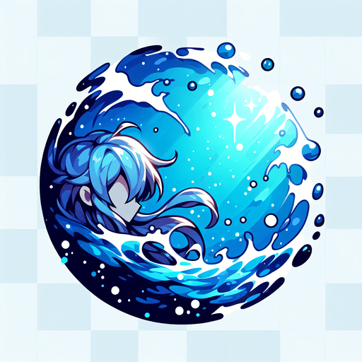 anime style blue water.
Single Game Texture.  In-Game asset.  2d.  Blank background.  High contrast.  No shadows